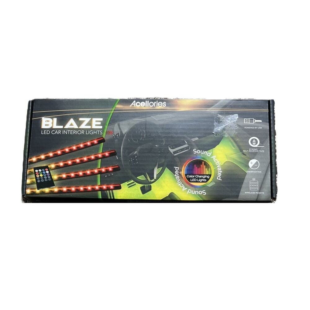 New Blaze LED Car Interior Lights Color Changing USB Power Wireless Remote 8 mod
